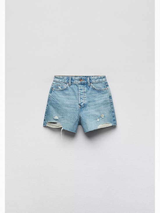 Zara Pants - Zara Light Blue Distressed Denim Shorts